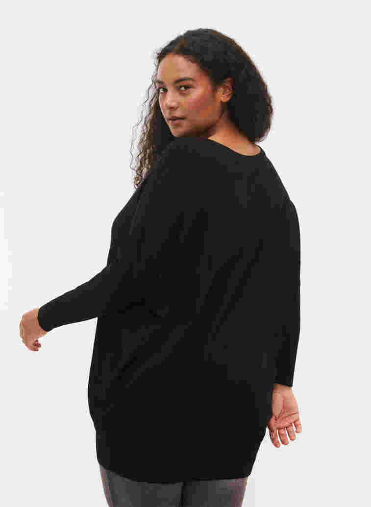 Knitted tunic in viscose blend, Black, Model image number 0