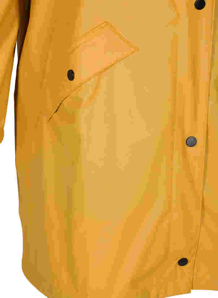 Rain jacket with hood and button fastening, Spruce Yellow, Packshot image number 3