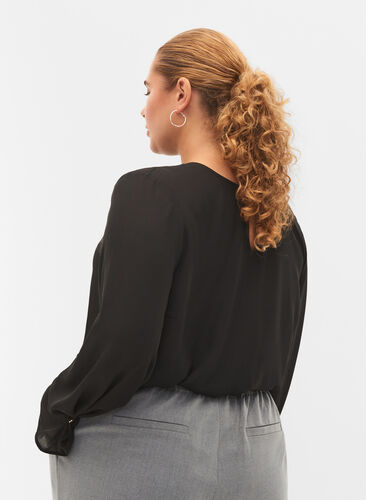 Monochrome top with long sleeves, Black, Model image number 1