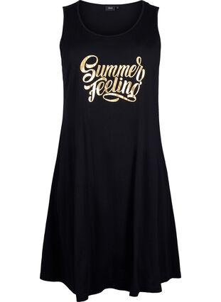 Sleeveless cotton dress with a-shape, Black W. Summer, Packshot image number 0