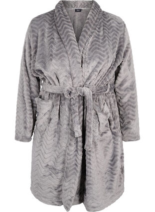 Short patterned dressing gown with pockets, Dark Grey, Packshot image number 0