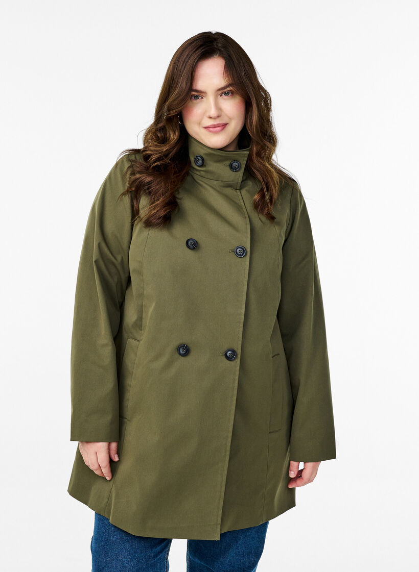 Water-repellent A-line spring jacket, Green, Model image number 0