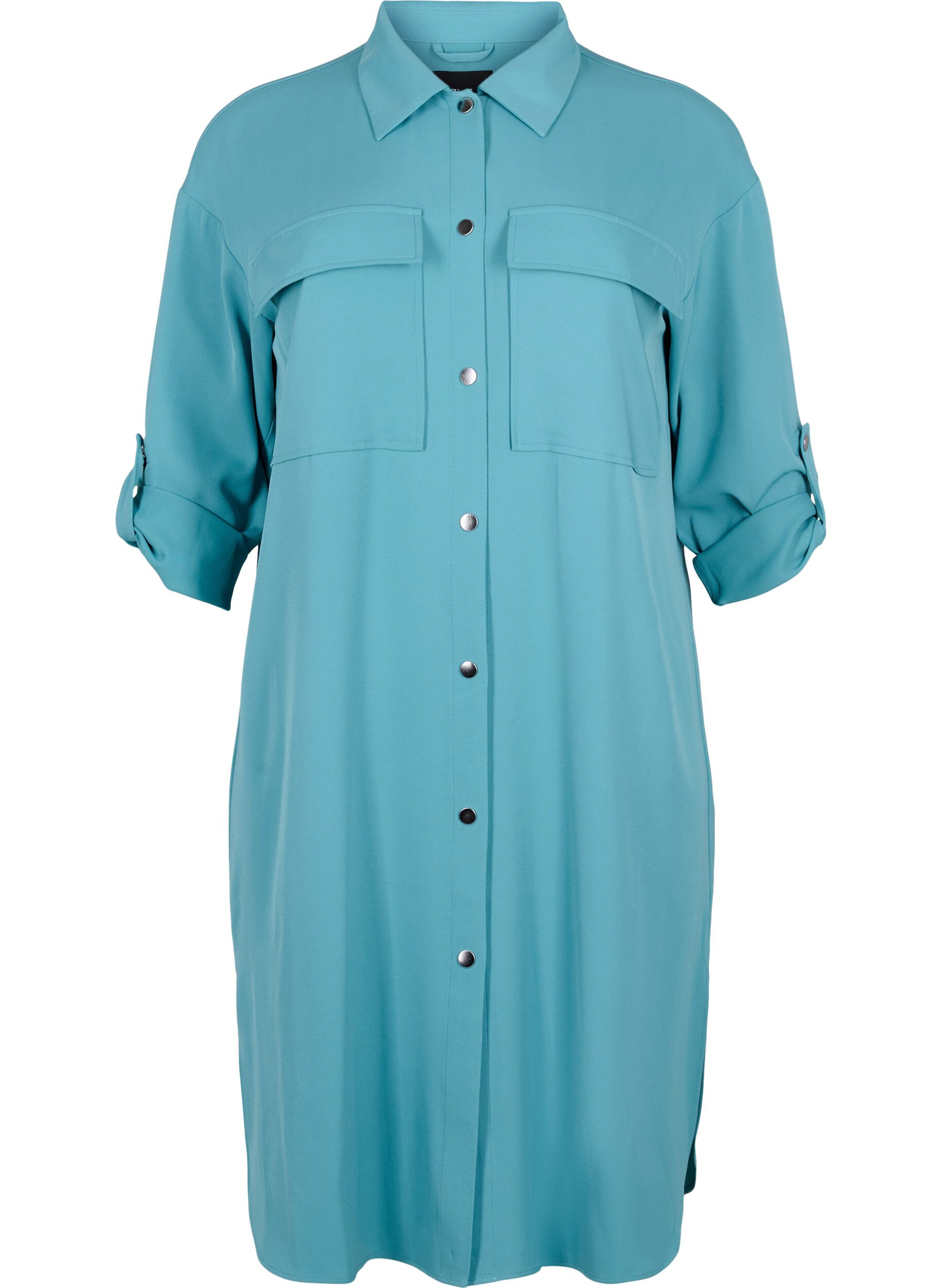 Zizzifashion Long dress jacket with button closure, Brittany Blue, Packshot image number 0