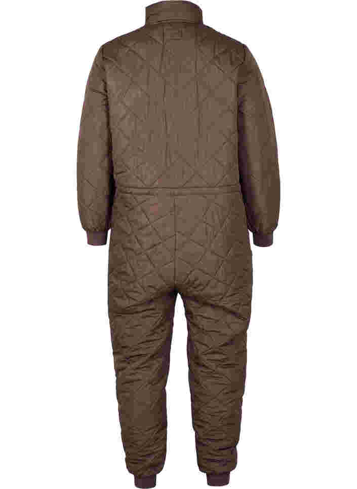 Quilted thermal jumpsuit with adjustable waist, Black Coffee, Packshot image number 1