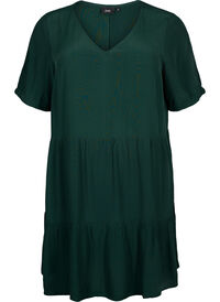 Single colored viscose tunic with short sleeves