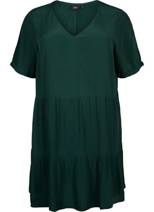 Single colored viscose tunic with short sleeves, Scarab, Packshot image number 0