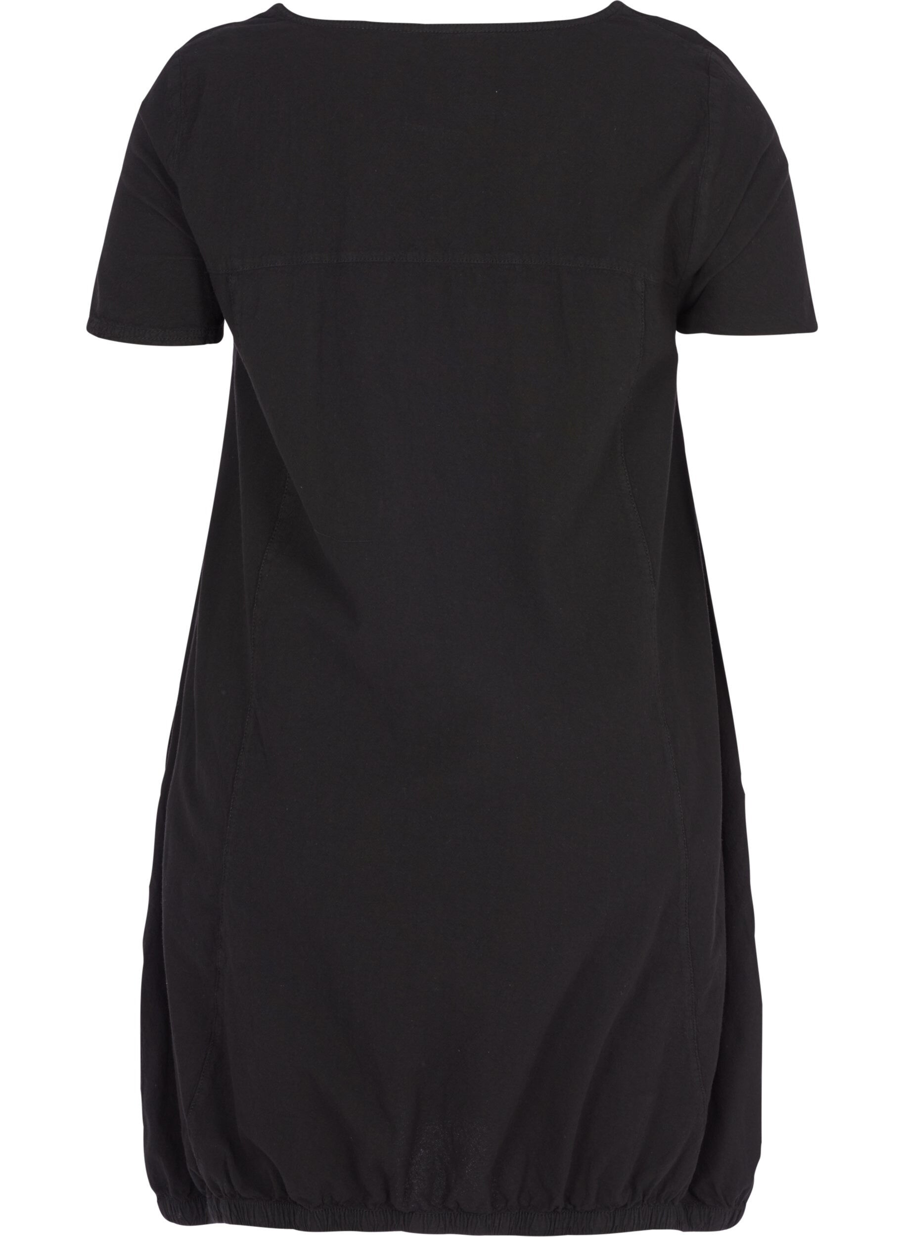 Zizzifashion Short-sleeved cotton dress, Black, Packshot image number 1