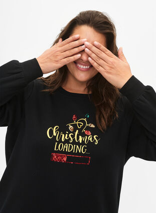 Christmas sweatshirt, Black LOADING, Model image number 2