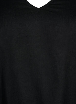 V-neck dress in cotton blend with linen, Black, Packshot image number 2