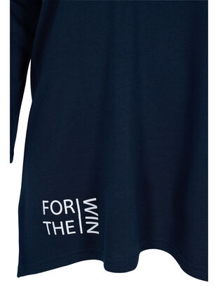Long sweatshirt with v-neck and hood, Dark Sapphire, Packshot image number 2