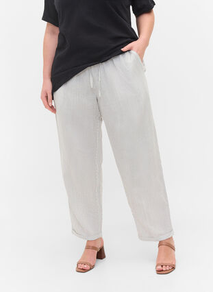 Cropped trousers with stripes, White Stripe, Model image number 2