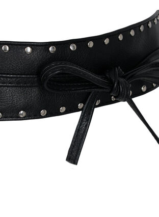 Studded faux-leather belt, Black w. Silver, Packshot image number 2