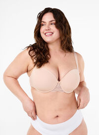 Moulded bra with mesh, Nude, Model