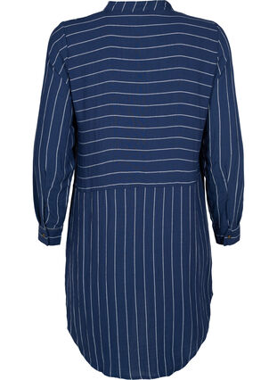 Long striped shirt in a viscose mix, Blue/White, Packshot image number 1