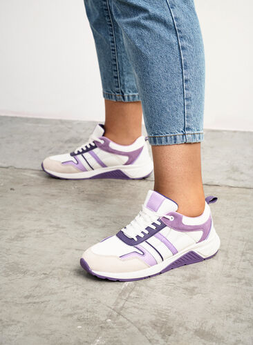 Wide fit trainers, White Purple, Image image number 0