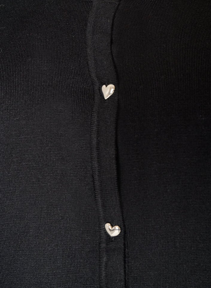 Knit cardigan with heart buttons and short sleeves, Black, Packshot image number 2