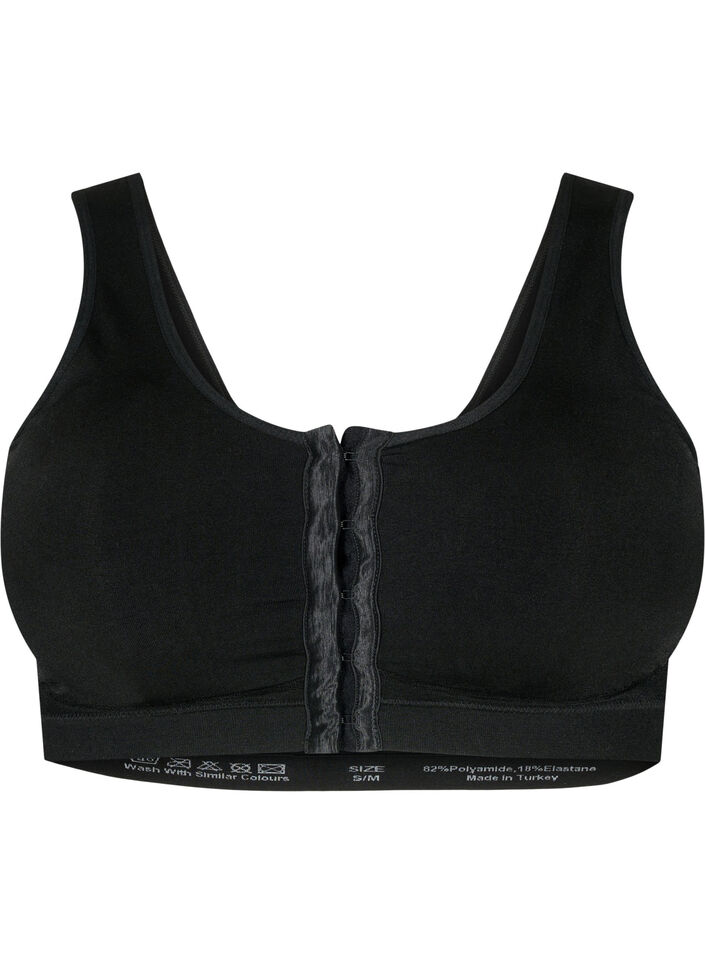 Seamless bra with front closure - Black - Sz. 85E-115H - Zizzifashion