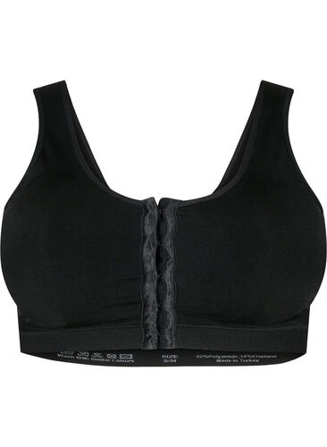 Seamless bra with front closure, Black, Packshot image number 0