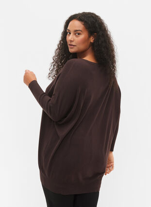Knitted tunic in viscose blend, Black Coffee, Model image number 1