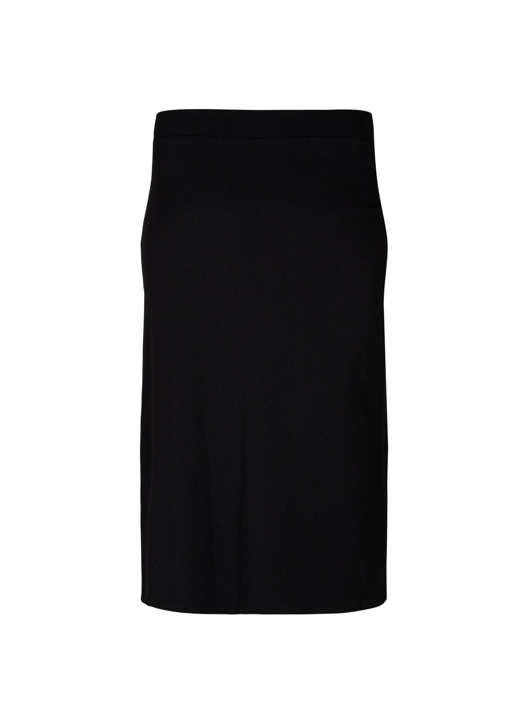 Zizzifashion Midi skirt with slit and ruched effect, Black, Packshot image number 1