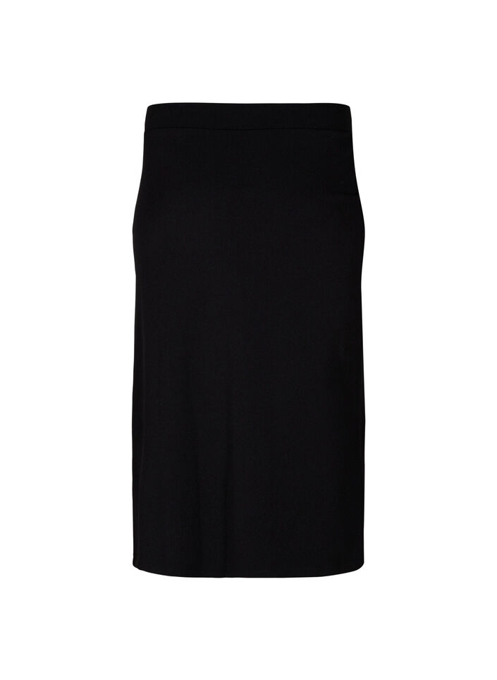 Midi skirt with slit and ruched effect, Black, Packshot image number 1