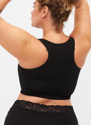 Seamless bra with string details, Black, Model image number 2