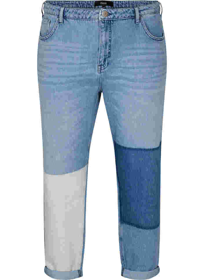 Mille mom-fit jeans with colour-blocking, Blue Denim Comb, Packshot image number 0