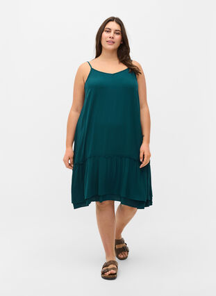 Sleeveless viscose beach dress, Deep Teal, Model image number 2