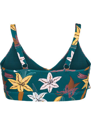 Floral bikini bra with frill details, Lily Teal, Packshot image number 1
