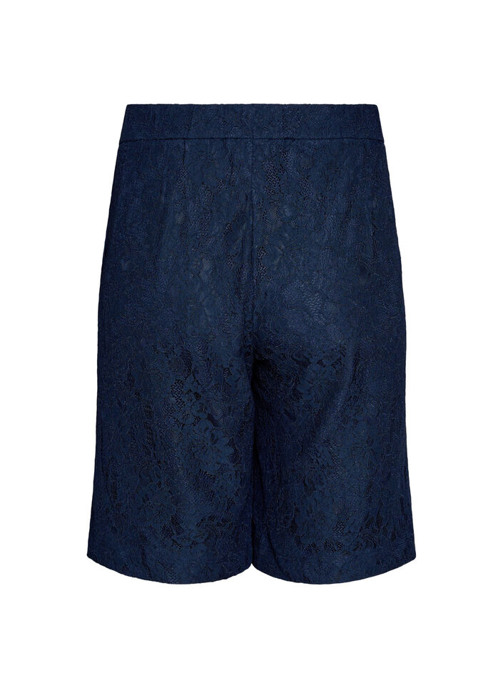 High-waisted lace Bermuda shorts, Blue, Packshot image number 1