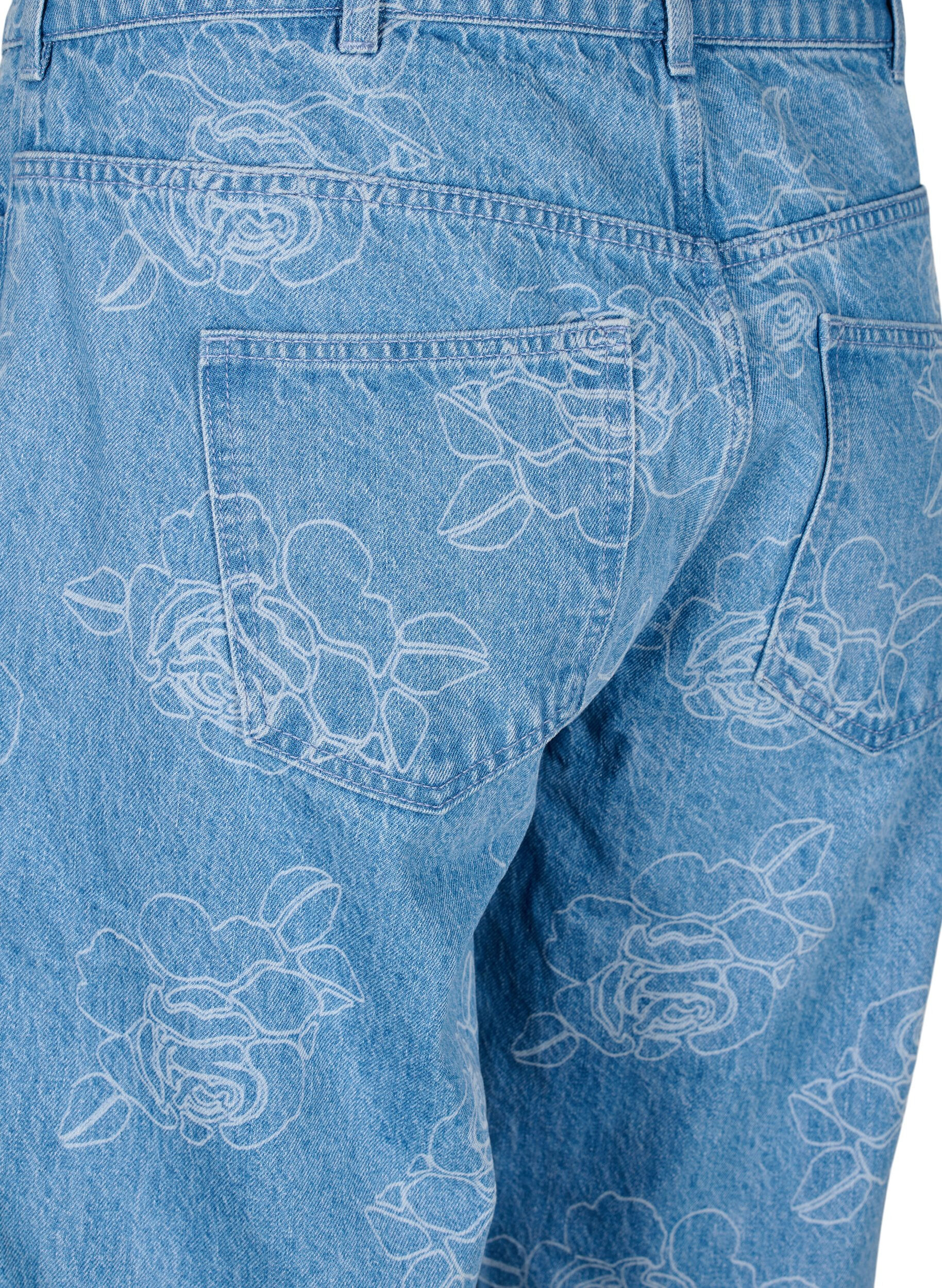Zizzifashion Vera floral jeans, Light Blue, Packshot image number 3