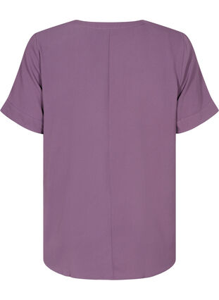 Short-sleeved blouse with v-neckline, Vintage Violet, Packshot image number 1