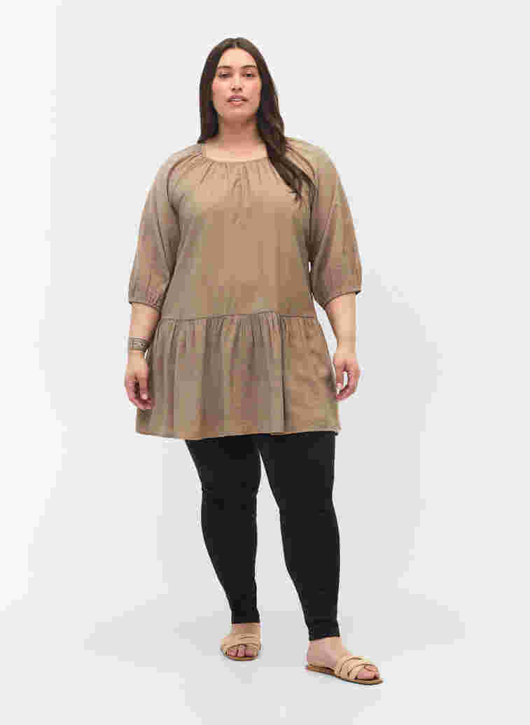 A shape Tunic dress with 3/4 sleeves, Fungi, Model image number 2