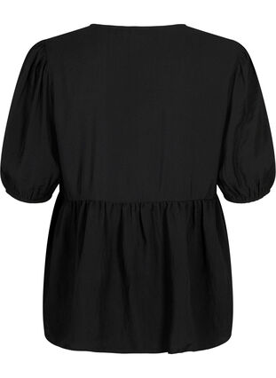 Viscose blouse with embroidery anglaise, Black, Packshot image number 1