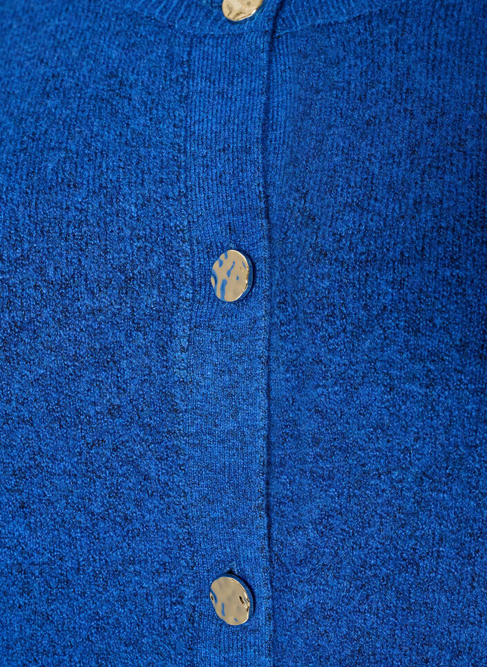 Cardigan in soft knit with gold-coloured buttons, Turquoise, Packshot image number 2