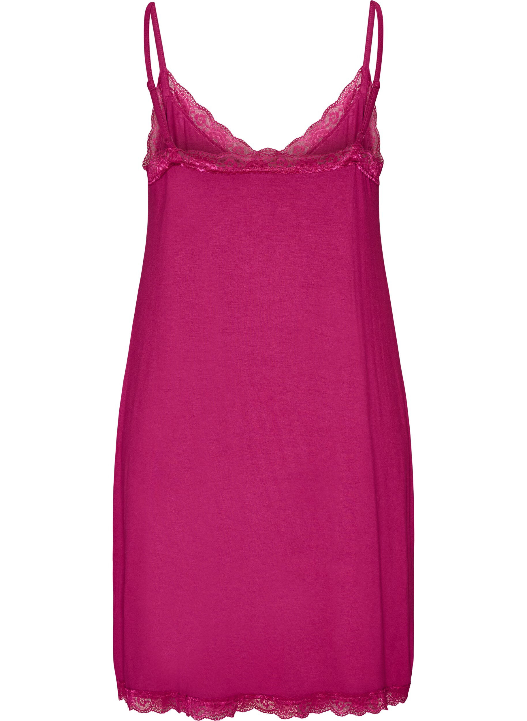 ZizzifashionViscose nightgown with lace and slits, Red, Packshot image number 1