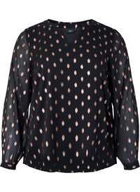 Printed blouse with v-neckline