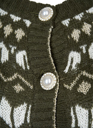 Patterned knit cardigan with wool, Forest Night Comb, Packshot image number 2