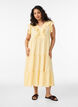Sleeveless midi dress in linen and viscose with ruffles, Yellow, Model image number 0