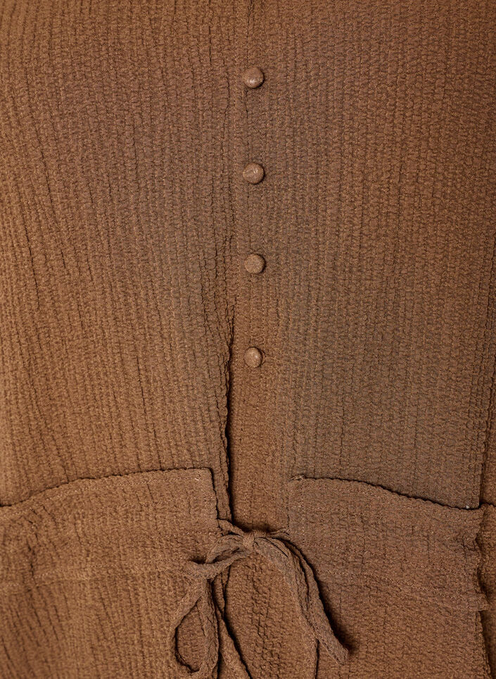 Blouse with texture and a tie-waist, Brown, Packshot image number 2