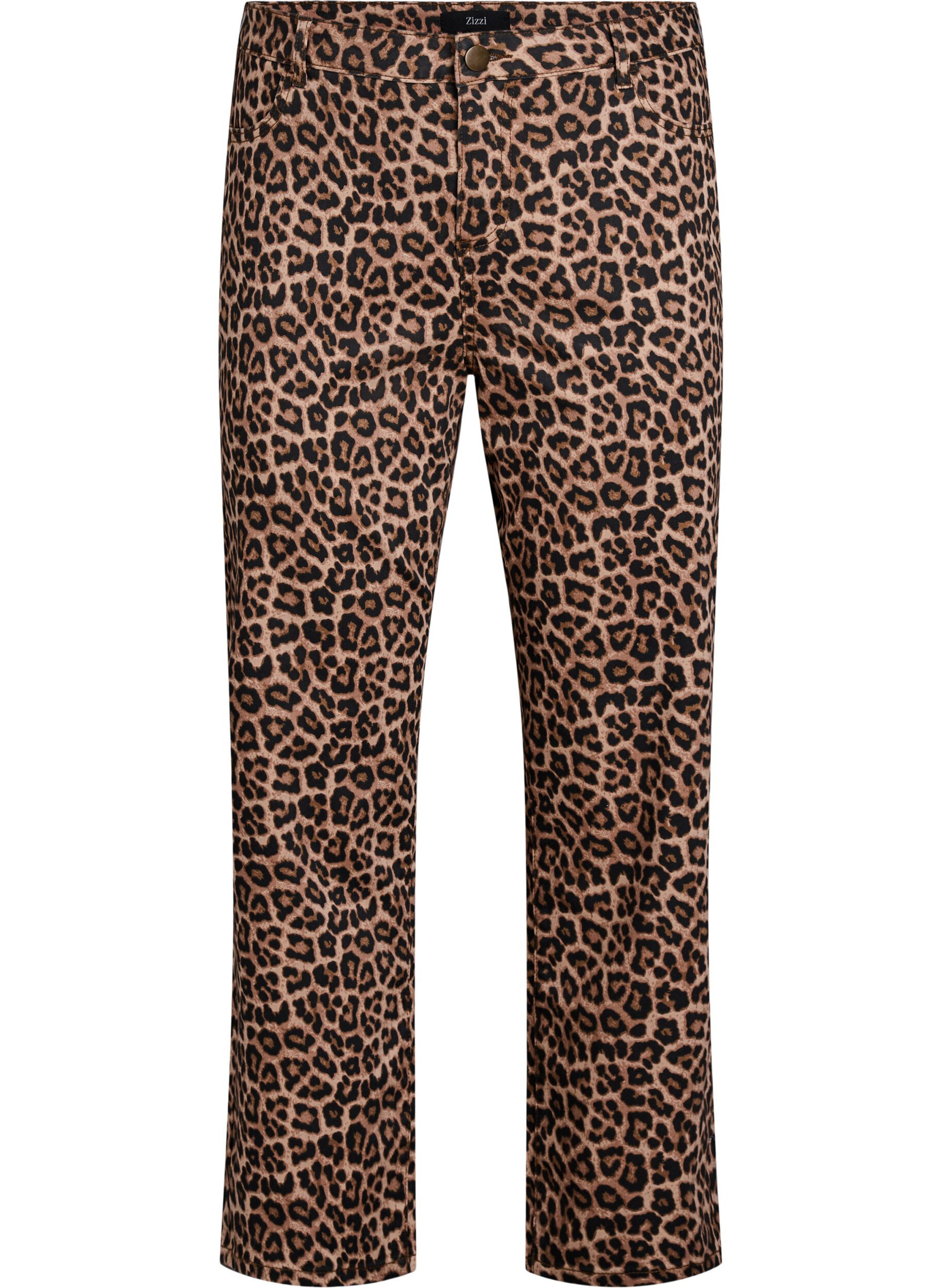 Leopard jeans with regular waist