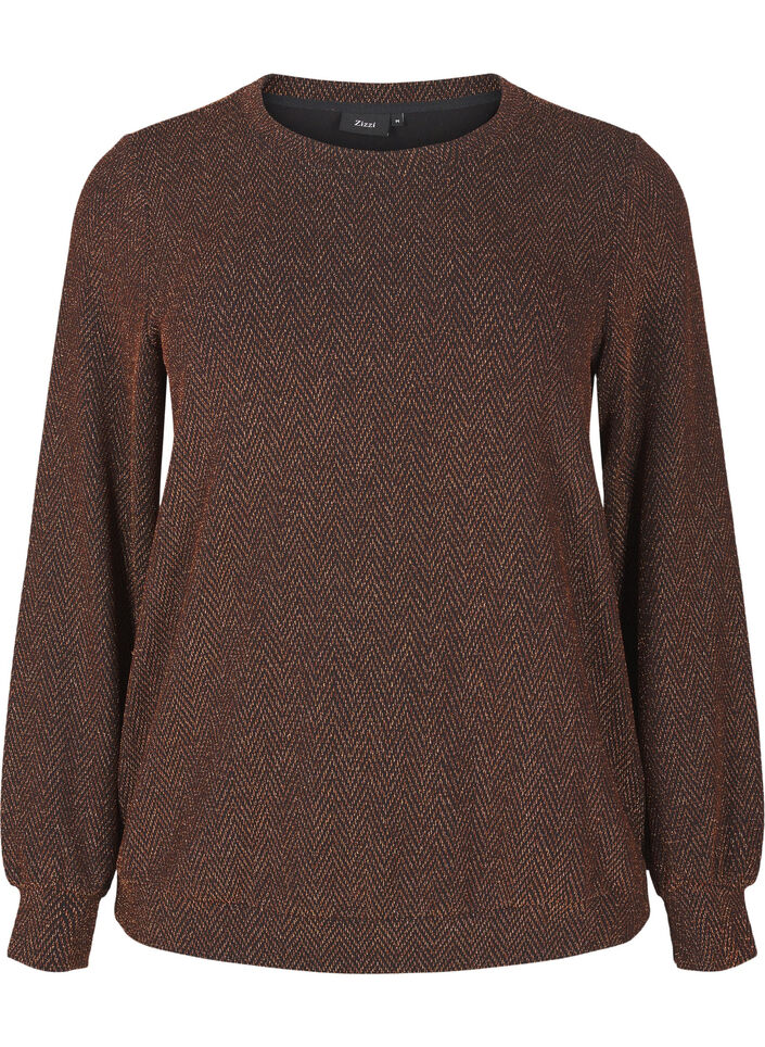 Blouse with glitter pattern, Copper ZigzagShimmer, Packshot image number 0