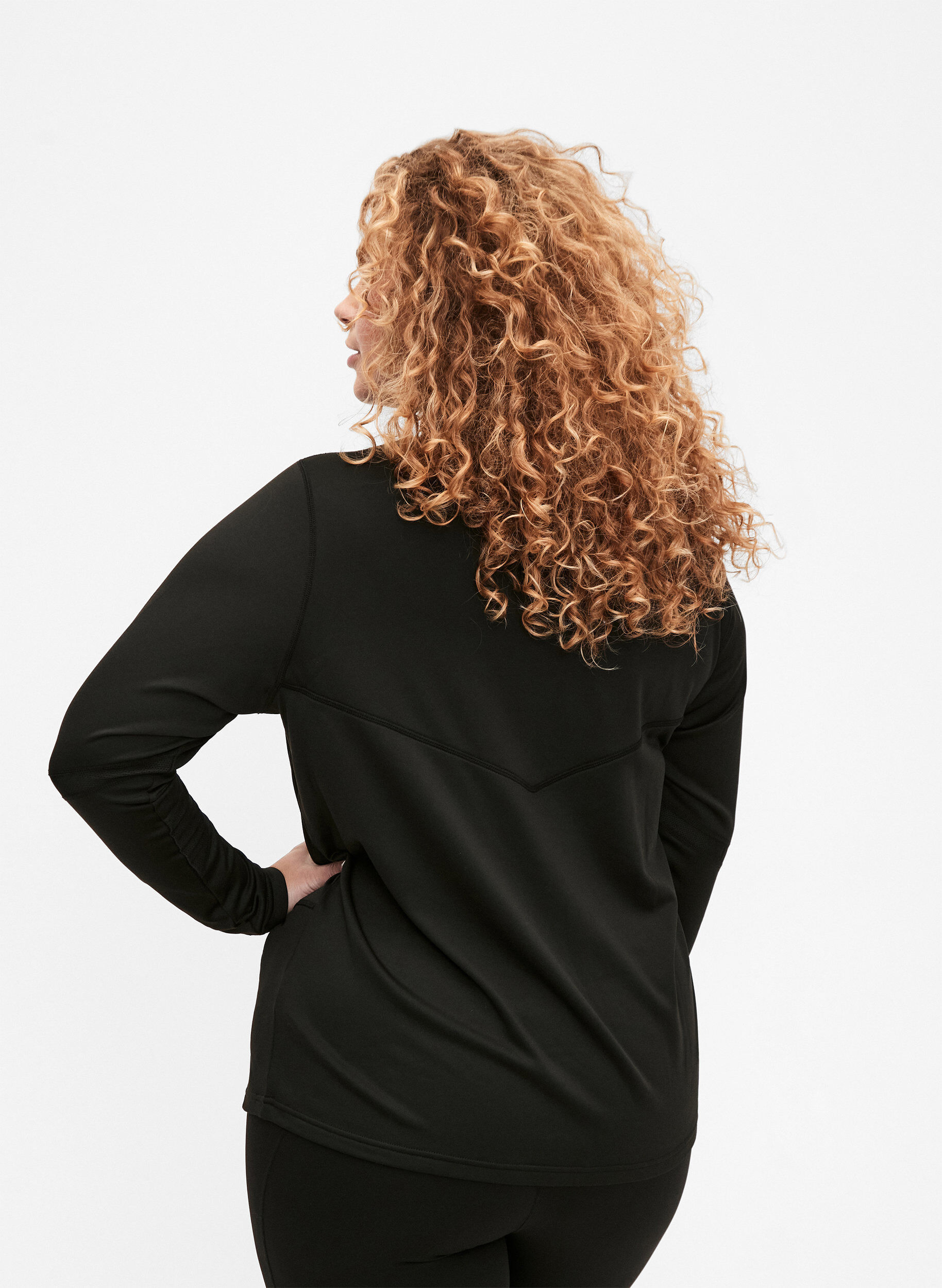 Zizzifashion Baselayer blouse with pockets and mesh, Black, Model image number 1