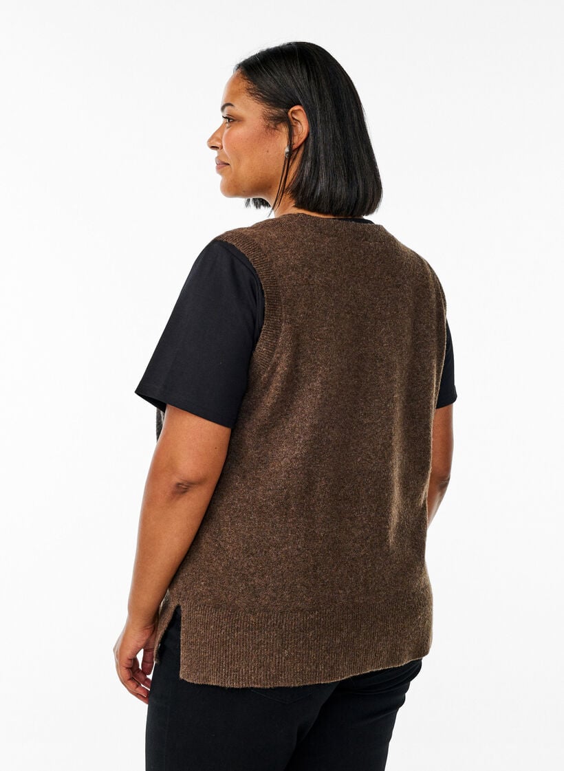 Knitted vest with ribbed edges, Green, Model image number 2