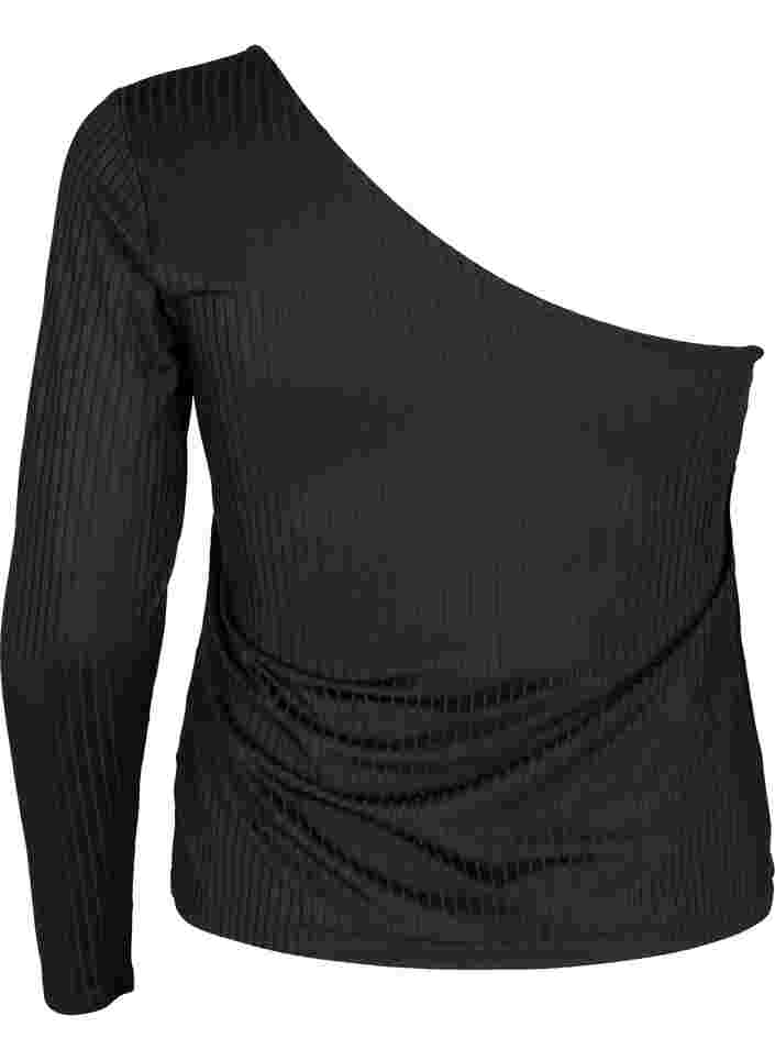 One-shoulder top, Black, Packshot image number 1