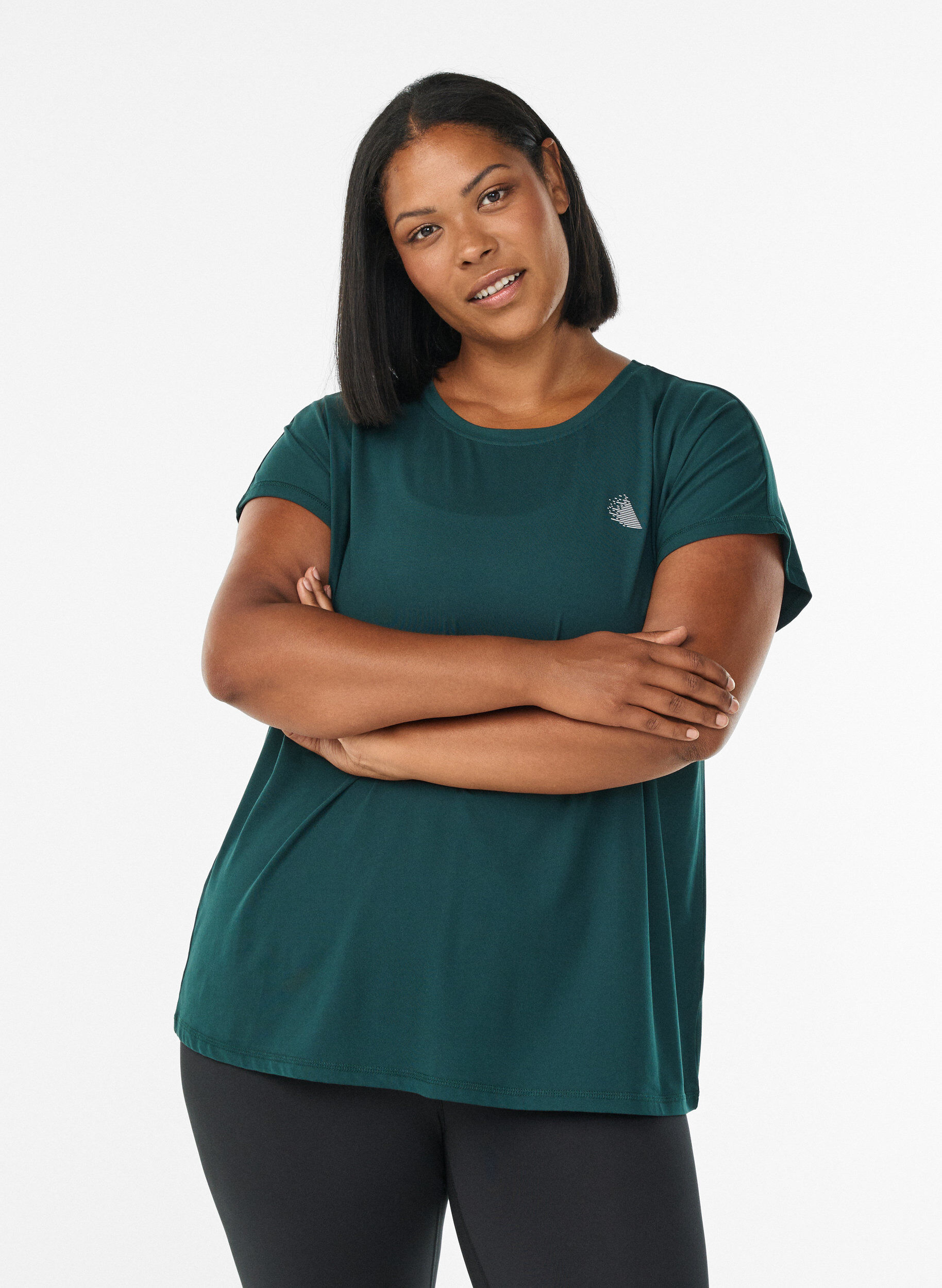 Solid-coloured training T-shirt, Green, Model