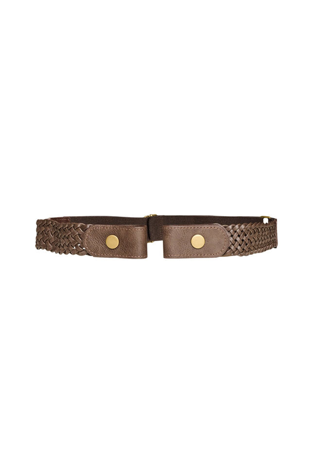 Braided elastic belt, Brown, Packshot image number 0