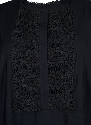 Viscose dress with crochet details, Black, Packshot image number 2