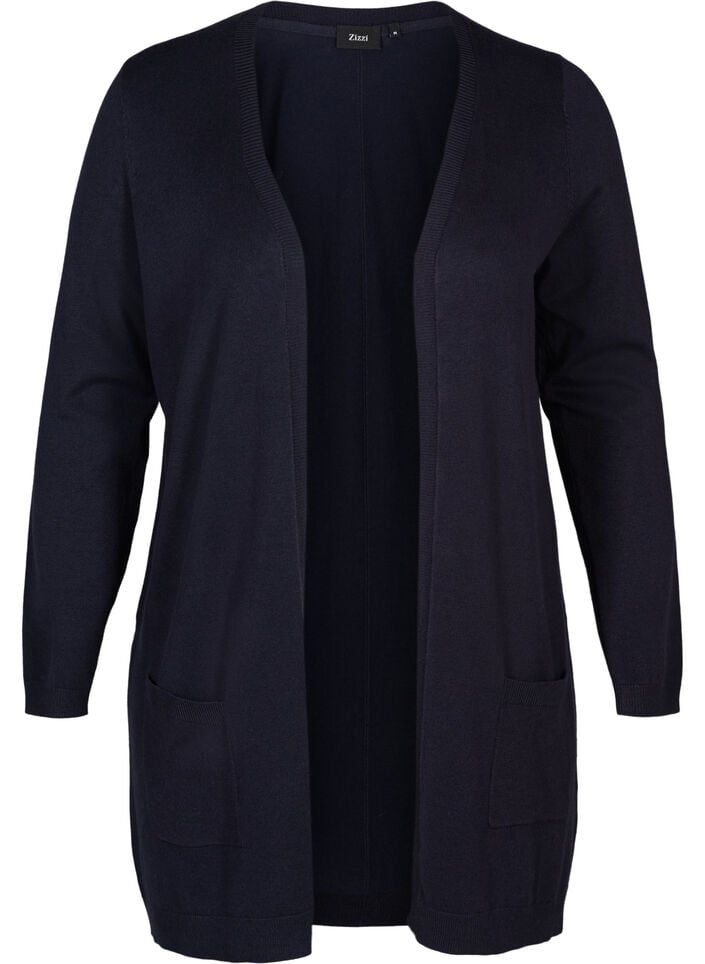Long knitted cardigan in a viscose blend, Blue, Packshot image number 0