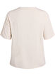 Short-sleeved woven blouse with round neck, Beige, Packshot image number 1